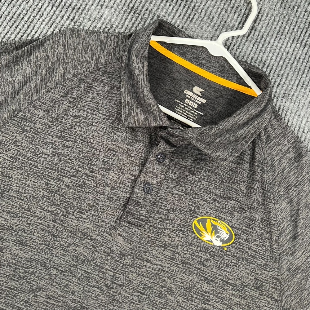Missouri Tigers Mizzou Polo Shirt Mens 2XL XXL Black Short Sleeve NCAA Football